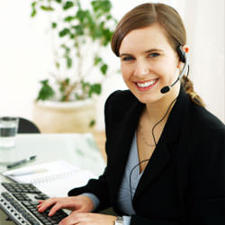 A disaster restoration customer service expert manning the phones